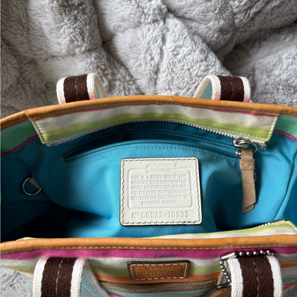 Y2K Coach Hampton Watercolour Striped Canvas Bag - Picture 6 of 12